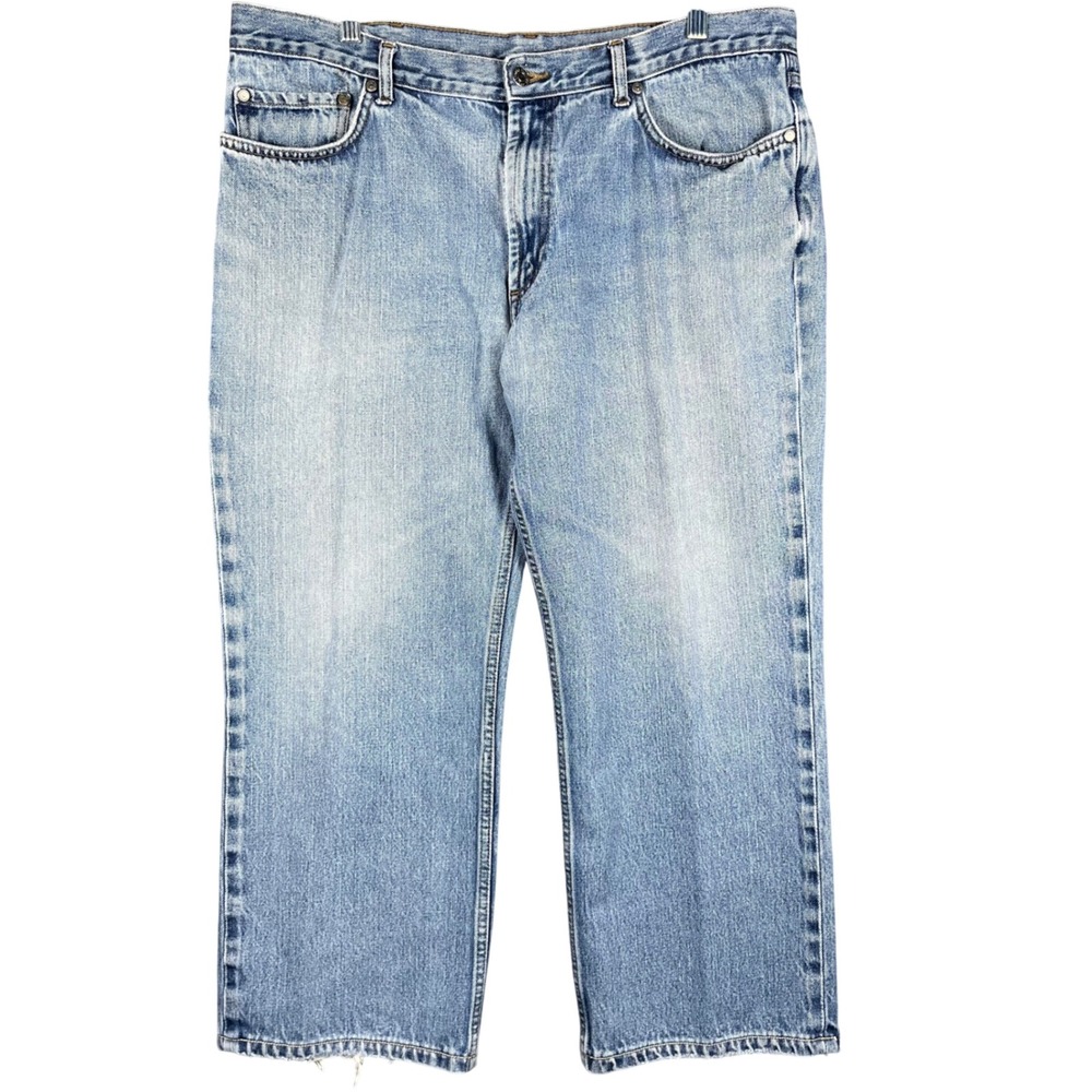 Brooks Brothers 346 Relaxed Fit Jeans Mens 36 Light Blue Denim Cotton Distressed